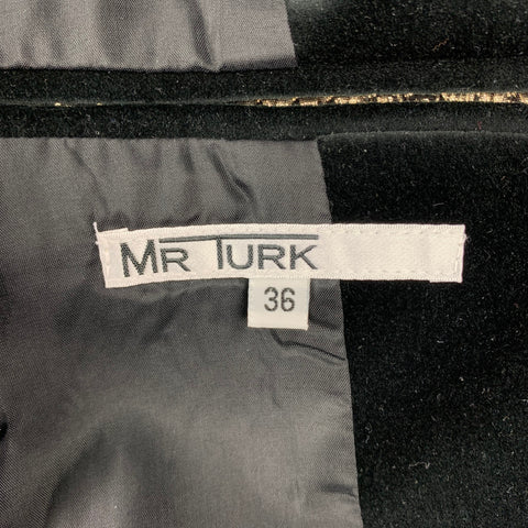 MR TURK Size 36 Gold & Black Brocade Polyester Notch Lapel Sport Coat