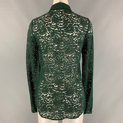 Nº21 Talla 6 Camisa con botones de encaje de algodón y poliamida verde