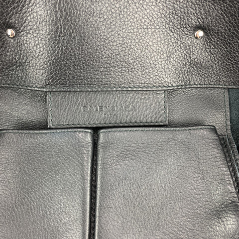 BALENCIAGA Black Textured Leather Large CITY Tote Handbag