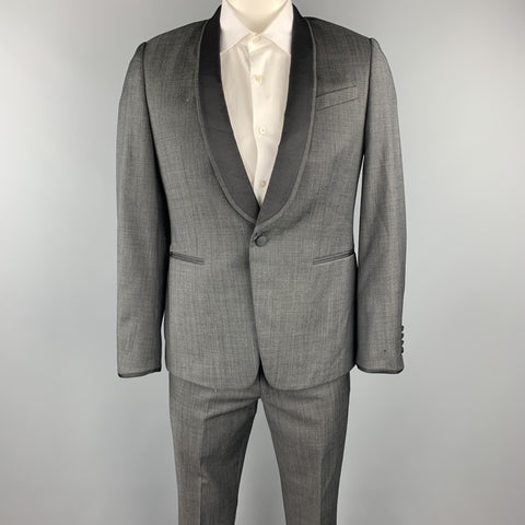 PAUL SMITH Size 40 Charcoal Wool Shawl Lapel Regular Tuxedo
