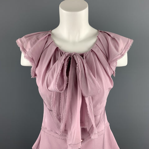 ZAC POSEN Taille 8 Blouse sans manches à col noué en soie lavande