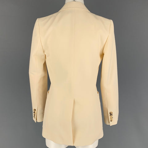 BELLA FREUD Size 8 Cream Wool Tweed Double Breasted Jacket