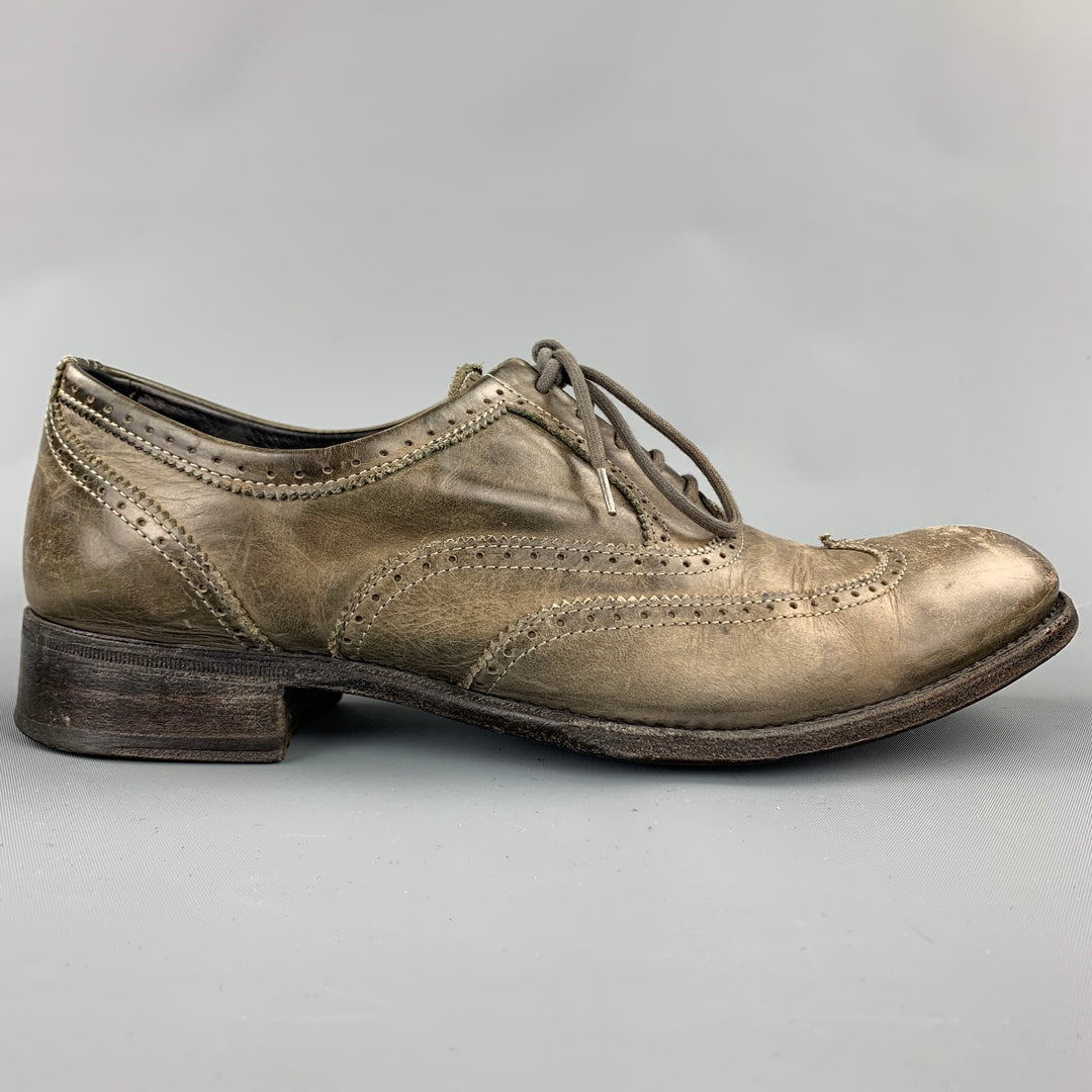 N.D.C. Size 9 Taupe Distressed Leather Lace Up Brogues