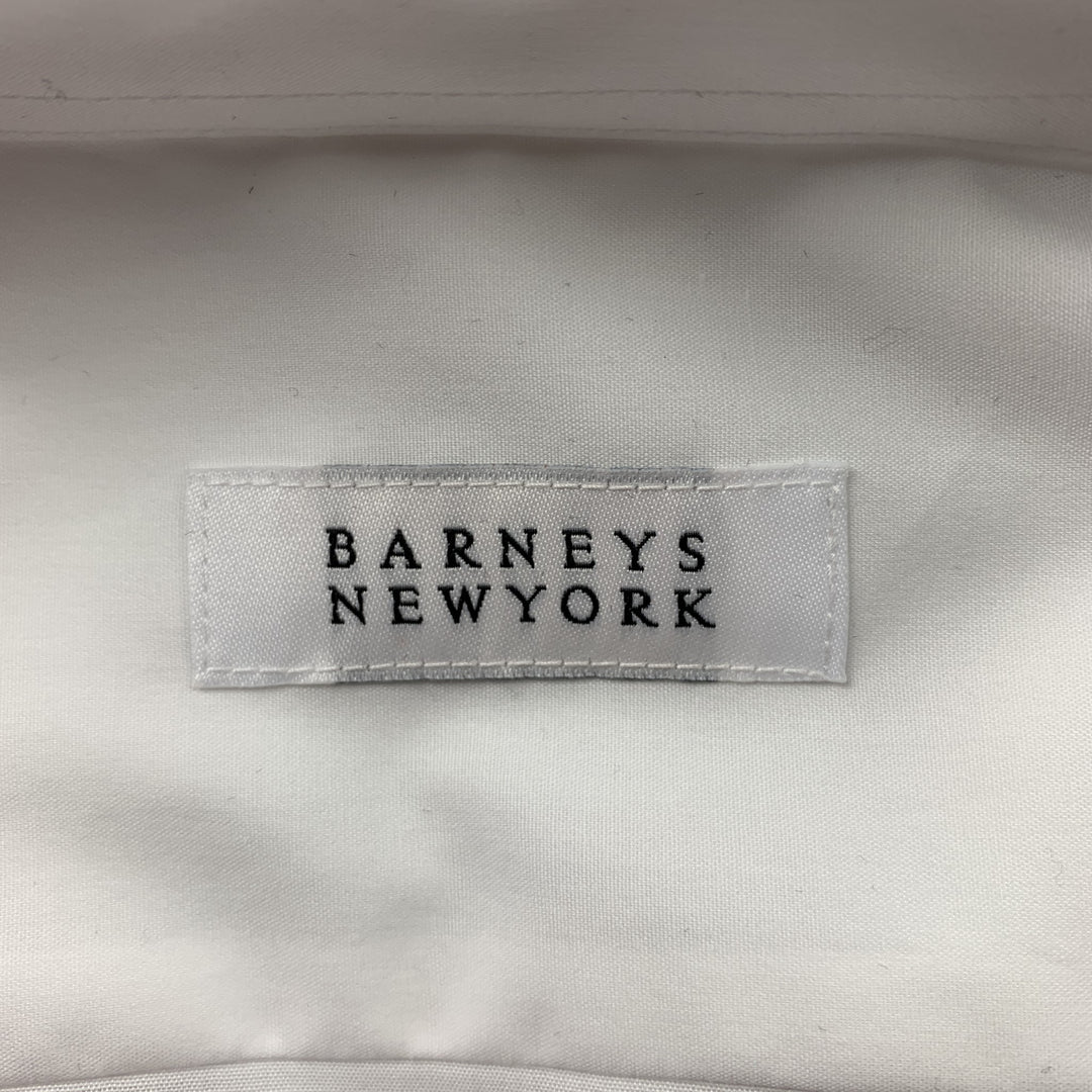 BARNEY'S NEW YORK Size L White Cotton French Cuff Long Sleeve Shirt