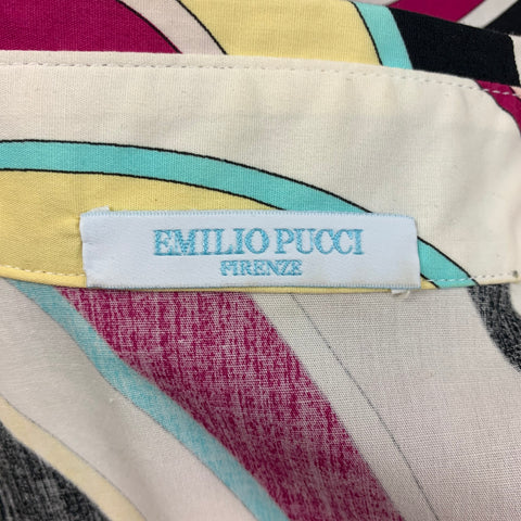 EMILIO PUCCI Size 6 Multi-Color Cotton Abstract Sleeveless Blouse