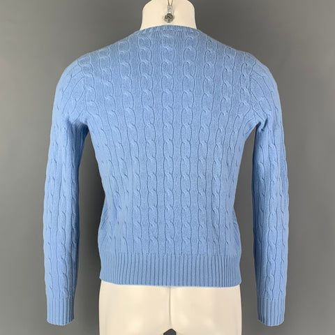 POLO by RALPH LAUREN Size S Blue Light Blue Cable Knit Cashmere Pullover
