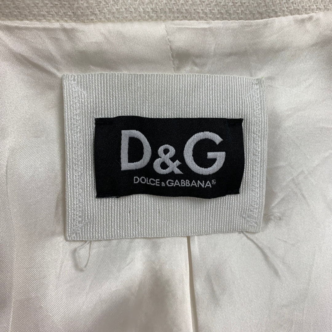 D&G by DOLCE & GABBANA Size 6 Cream Cotton Ribbon Trim Jacket