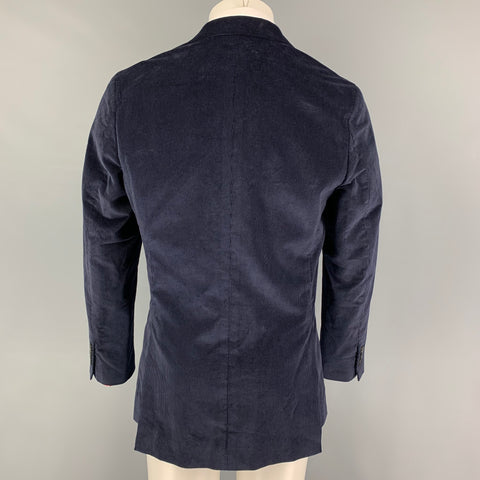 PAUL SMITH Size 38 Navy Corduroy Cotton Notch Lapel Sport Coat