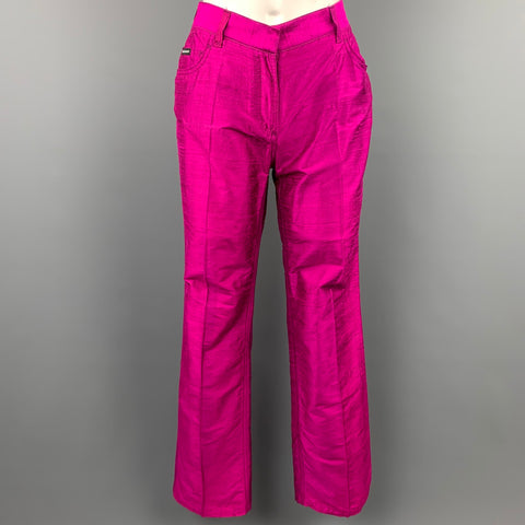 DOLCE &amp; GABBANA Taille 4 Pantalon habillé taille haute en soie fuchsia