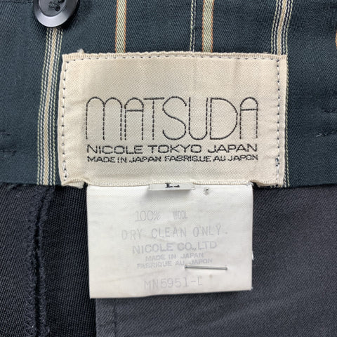 Vintage MATSUDA Size 34 Black Wool Zip Fly High Waisted Dress Pants