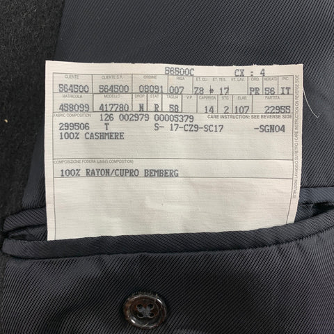 ERMENEGILDO ZEGNA Size 48 Charcoal Cashmere Notch Lapel Coat