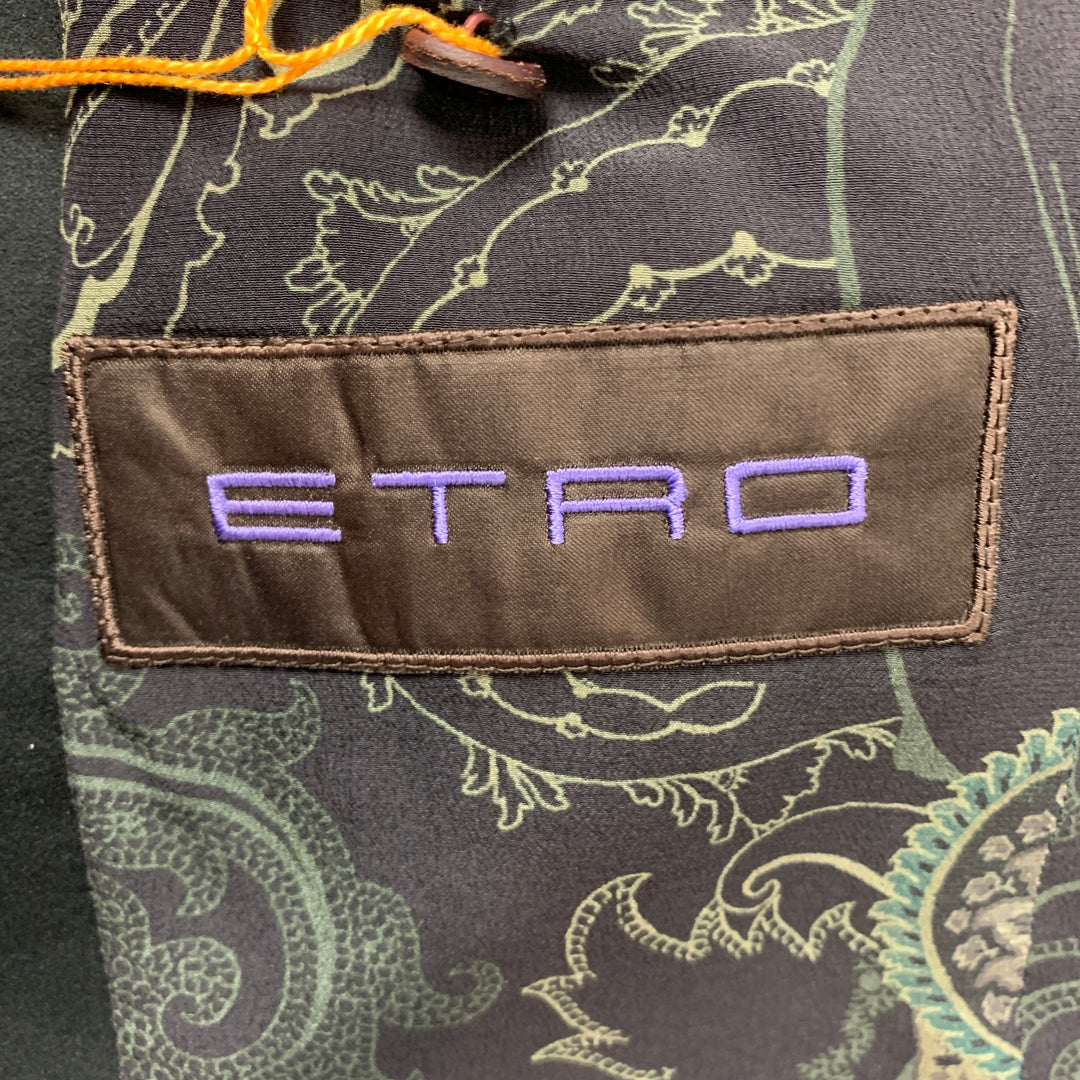 ETRO Size 38 Black & Brown Jacquard Silk Blend Notch Lapel Sport Coat