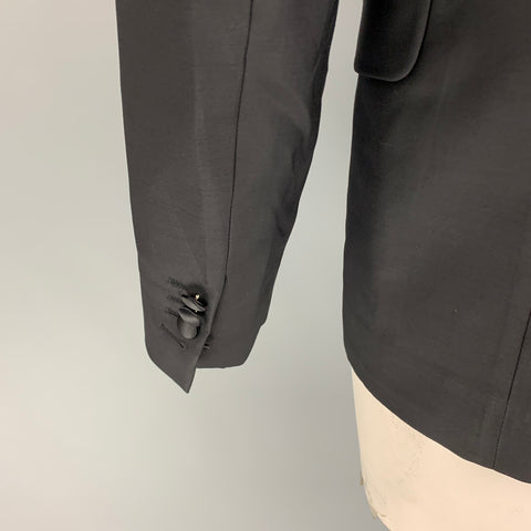 DSQUARED2 Size 42 Black Embroidery Wool Blend Peak Lapel Sport Coat