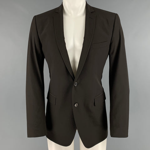 DOLCE &amp; GABBANA Taille 40 Manteau de sport à revers cranté en laine vierge marron