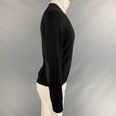 POLO by RALPH LAUREN Talla S Jersey negro liso de lana merino con coderas