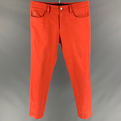 GUCCI Talla 32 Vaqueros rectos de algodón / poliamida naranja