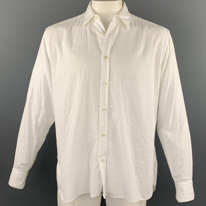 ADAM KIMMEL Size L White Cotton Button Up Long Sleeve Shirt
