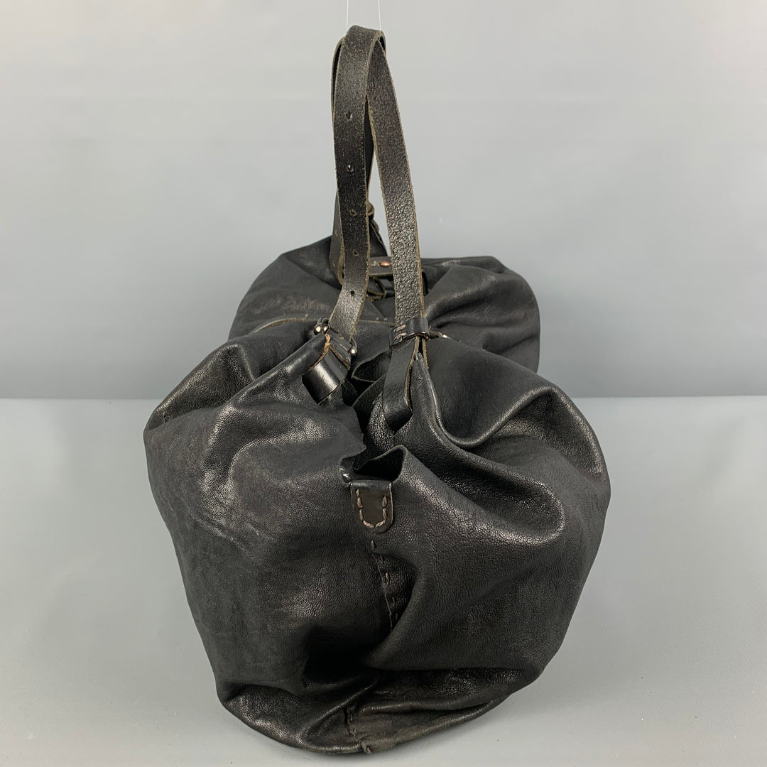 HENRY BEGUELIN Black Distressed Leather Top Handle Bag