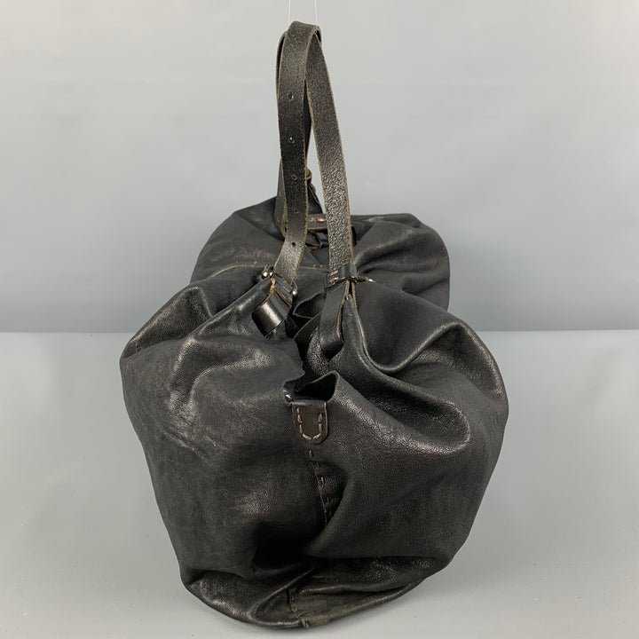 HENRY BEGUELIN Black Distressed Leather Top Handle Bag