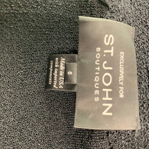 ST. JOHN Size 6 Black Wool Blend Textured Jacket