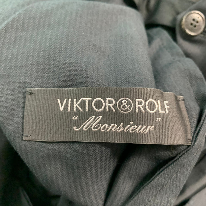 VIKTOR & ROLF Size 38 Black Solid Wool Tuxedo Dress Pants