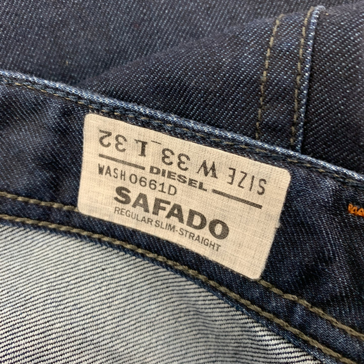 DIESEL Size 33 Indigo Cotton Straight Slim Button Fly Jeans