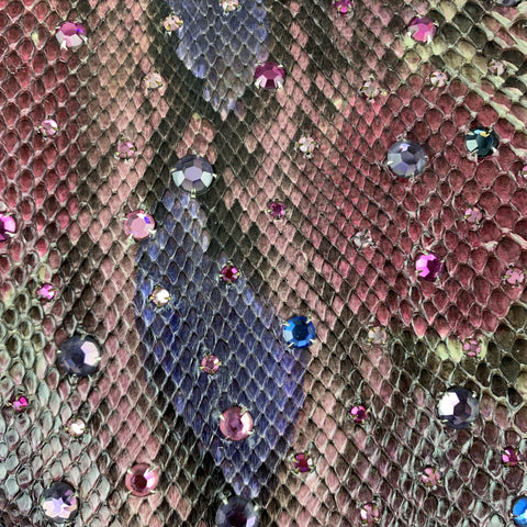 BILL BLASS Size 8 Pink & Purple Rhinestone Snake Skin Cropped Jacket