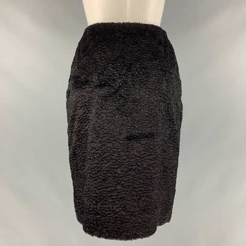 JAD RACHA Size S Black Textured Pencil Below Knee Skirt