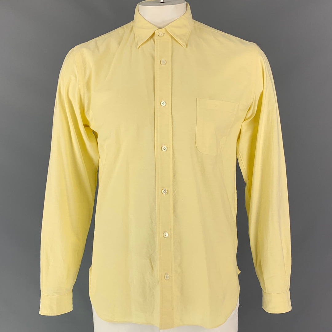 FUJITO Size L Yellow Cotton Button Down Long Sleeve Shirt