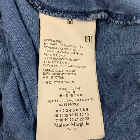 MAISON MARGIELA Size M Blue Cotton Crew-Neck T-shirt