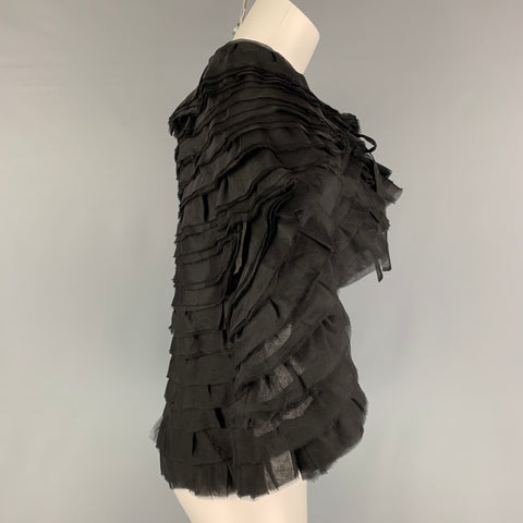GIORGIO ARMANI Taille Unique Cape à plusieurs niveaux texturée en soie noire