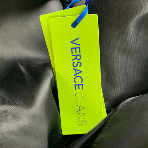VERSACE JEANS Taille 38 Veste bomber zippée en mélange de viscose matelassée noire