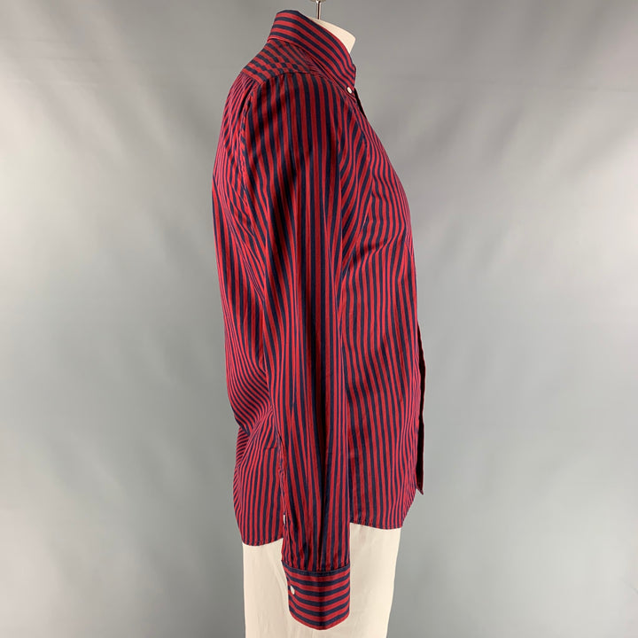 GITMAN BROS Size L Red & Navy Stripe Long Sleeve Shirt