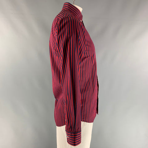 GITMAN BROS Talla L Camisa Manga Larga Rayas Rojas y Azul Marino