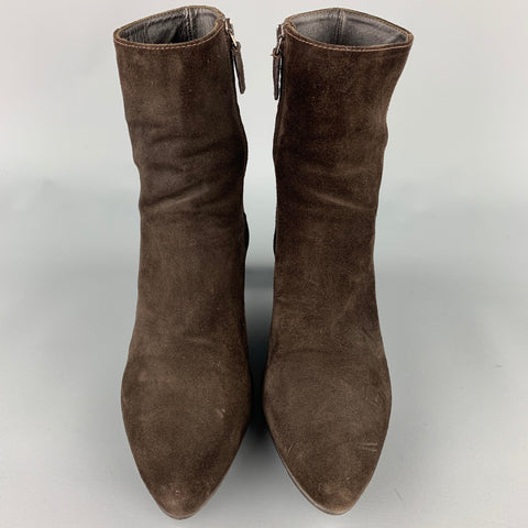 PRADA Talla 9.5 Botines de ante marrón