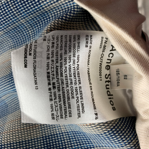 ACNE STUDIOS Size 42 Blue & Taupe Plaid Polyester Zip Up Jacket