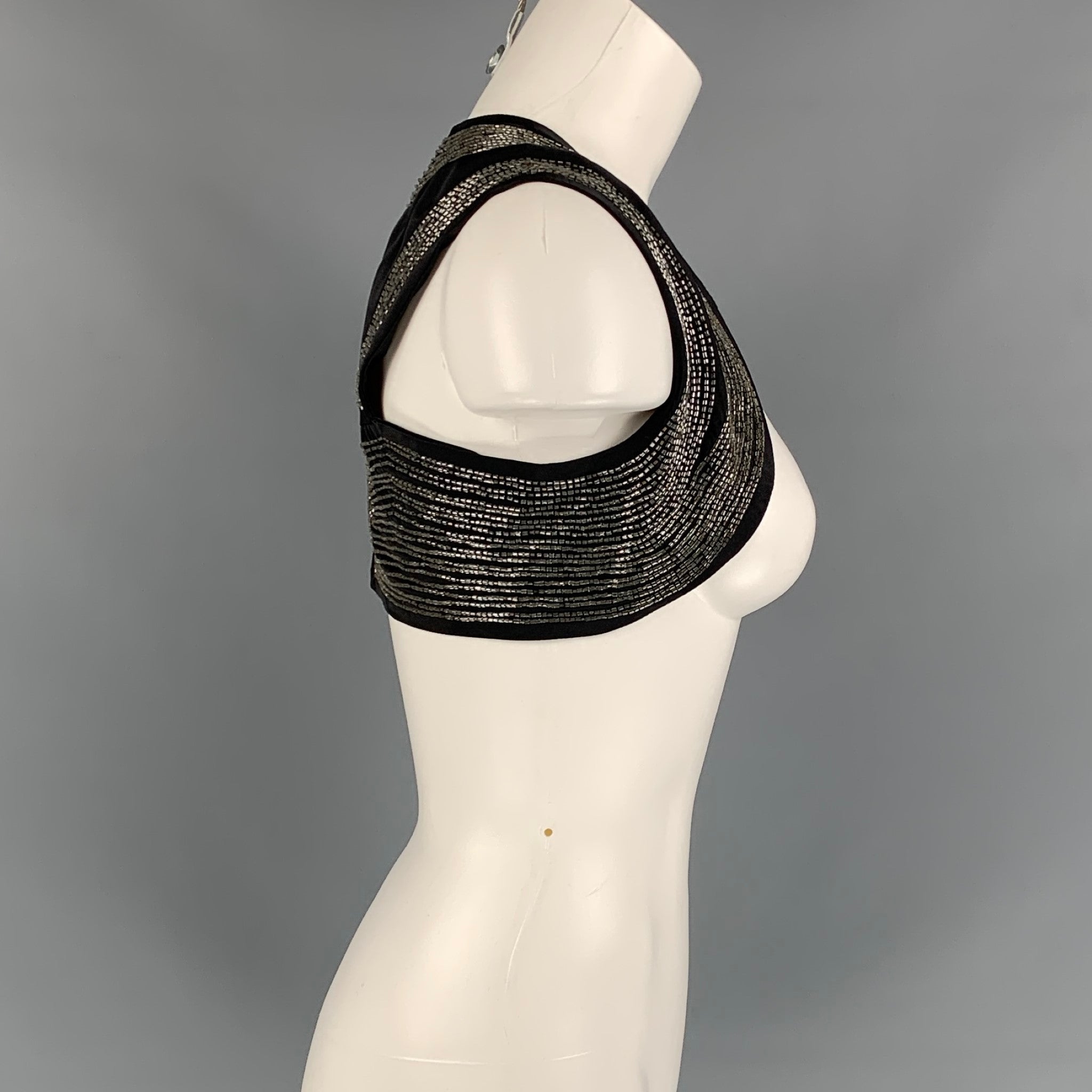 DRIES VAN NOTEN Size 6 Black Beaded Silk Bolero Vest – Sui Generis