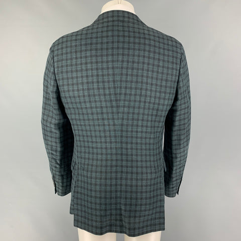 BRUNELLO CUCINELLI Size 38 Military Green Tartan Wool Blend Sport Coat