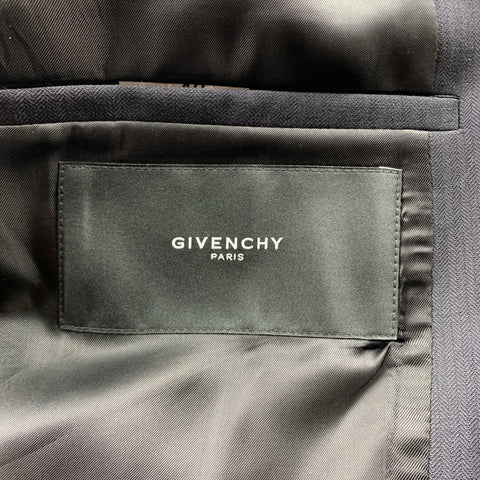 GIVENCHY Size 38 Black on Black Stripe Wool Notch Lapel Sport Coat