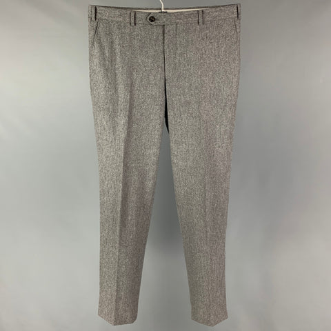 PAL ZILERI Size 34 Grey Heather Wool Blend Flat Front Dress Pants