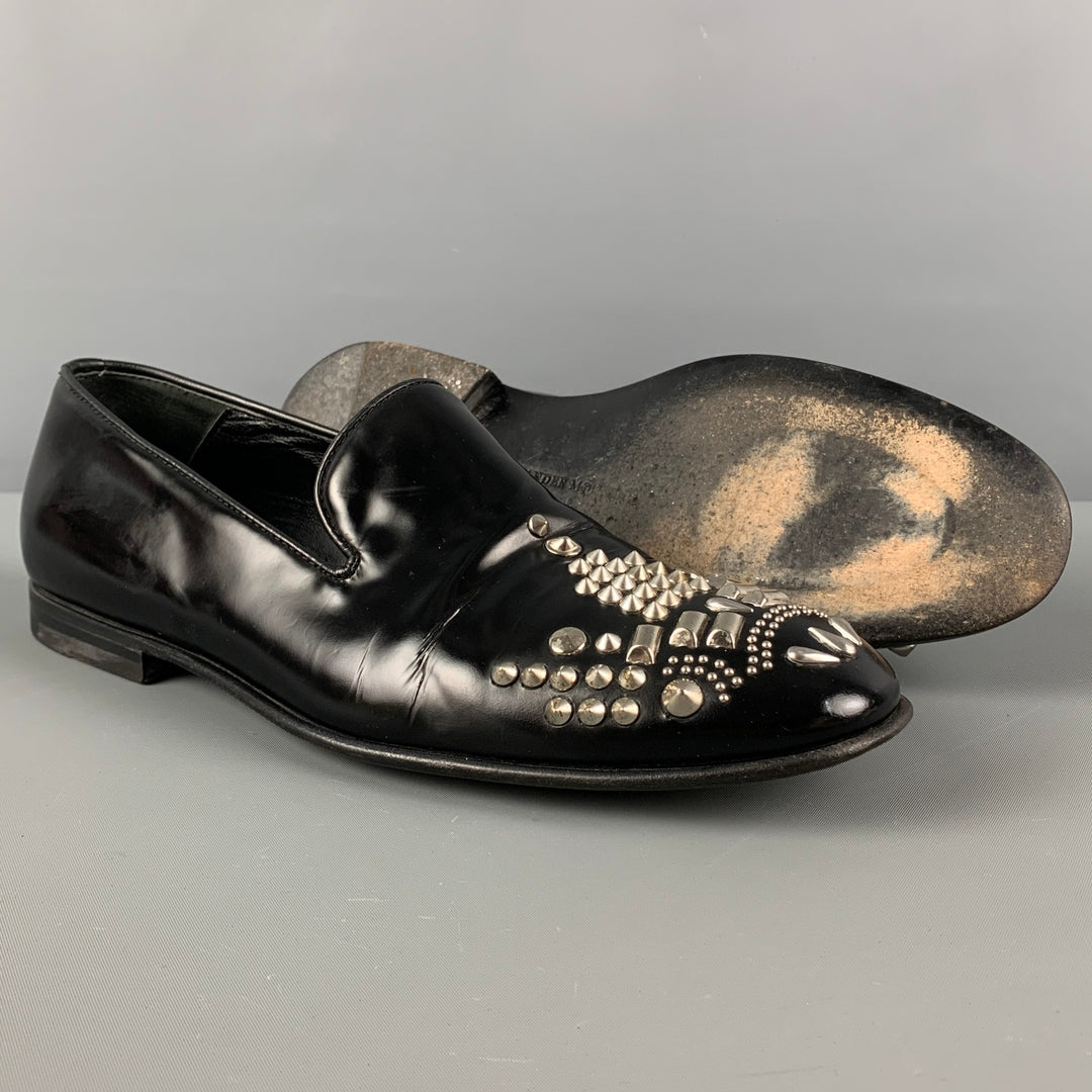 ALEXANDER MCQUEEN Size 9 Black Silver Studded Leather Slip On Loafers