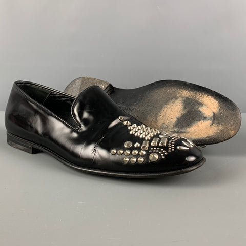 ALEXANDER MCQUEEN Size 9 Black Silver Studded Leather Slip On Loafers