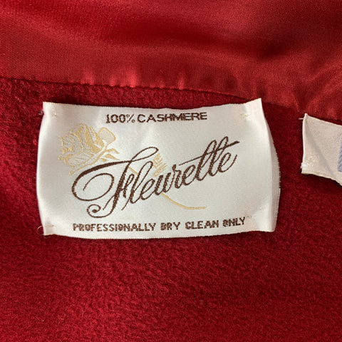 FLEURETTE for I.MAGNIN Size L Red Cashmere Belted Open Front Coat