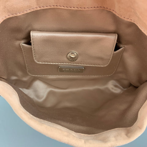 Sac à main de soirée en daim strass clouté rose PRADA