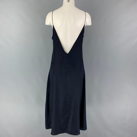 KAMPERETT Size S Navy Silk Spaghetti Straps Dress