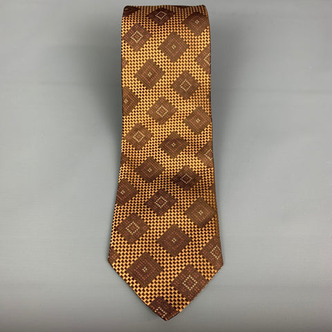 ERMENEGILDO ZEGNA Brown Woven Silk Tie