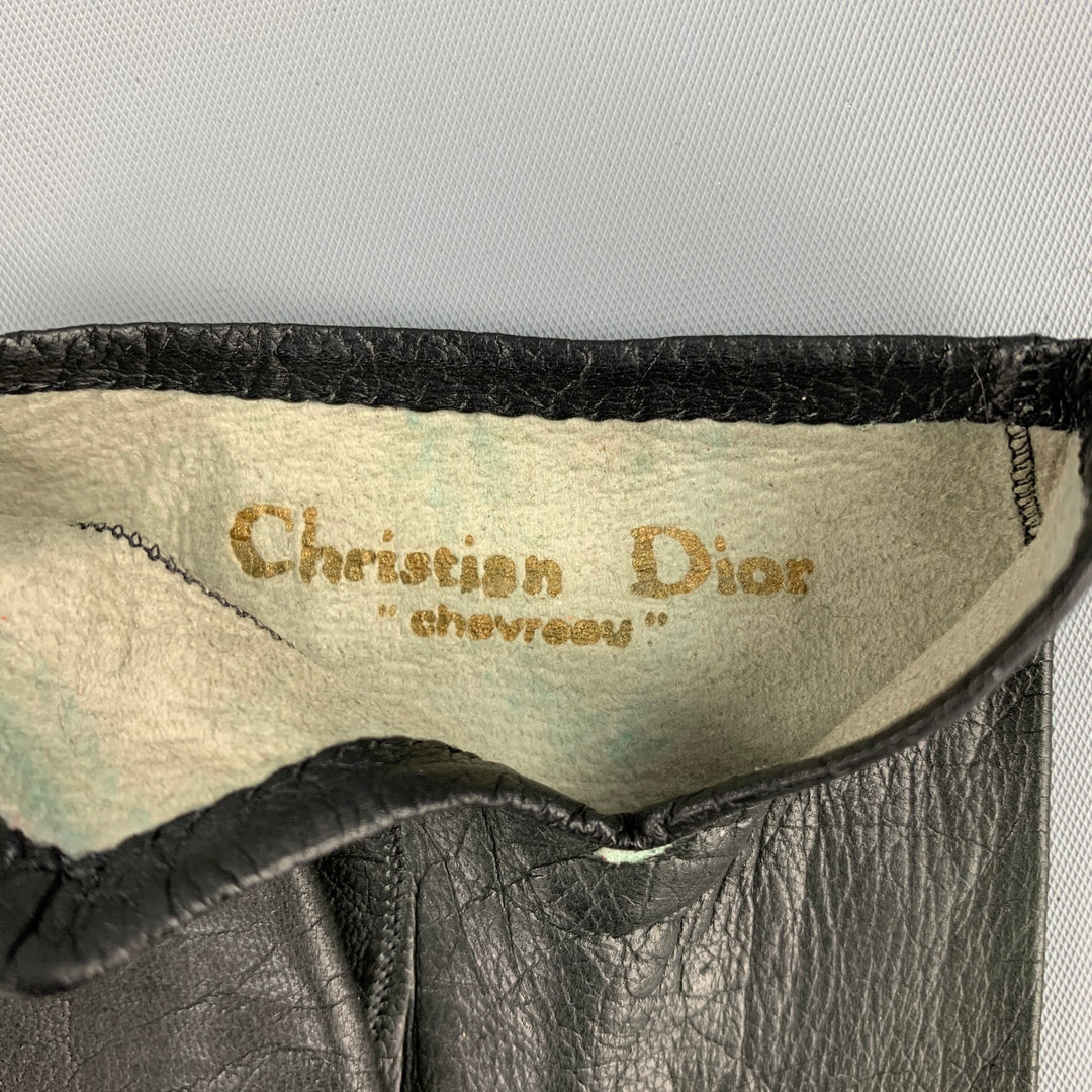 Vintage CHRISTIAN DIOR Black 6.5 Leather Gloves