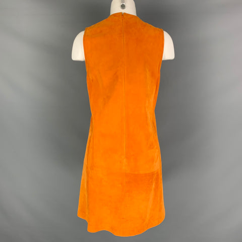 BALENCIAGA Size 8 Orange Suede Sleeveless Dress