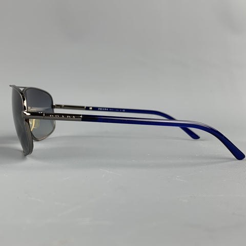 PRADA Gunmetal Tinted Blue Trim Sunglasses