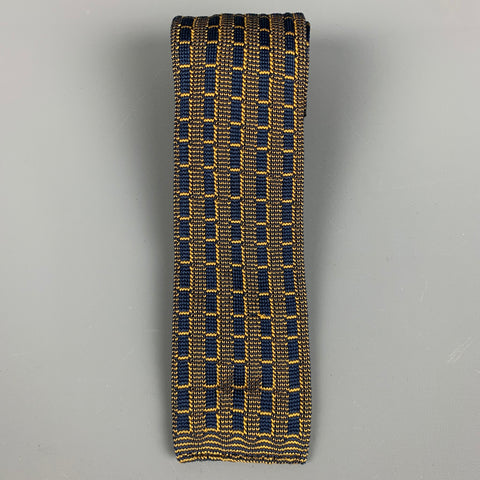 Cravate en soie tricotée VINTAGE jaune noir